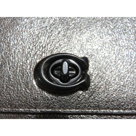 Coach NWT Alexa Signature Turnlock Silver Metallic Crinkle Leather Crossbody - Picture 12 of 12